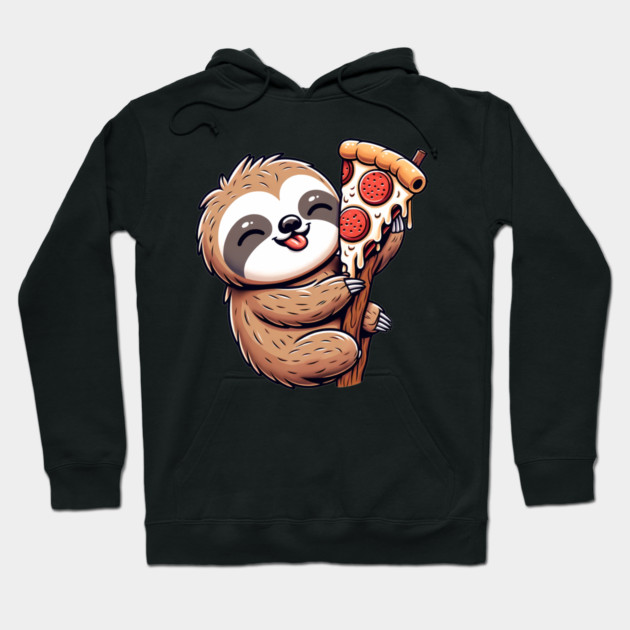 Cute Sloth with a Slice of Pizza Hoodie by logiamerch