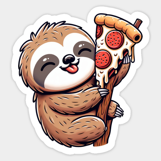 Cute Sloth with a Slice of Pizza Sticker by logiamerch