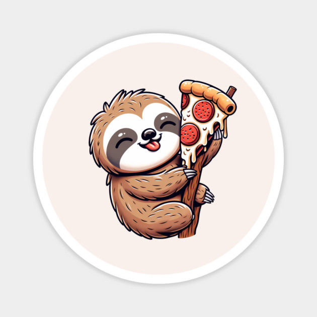 Cute Sloth with a Slice of Pizza Magnet by logiamerch