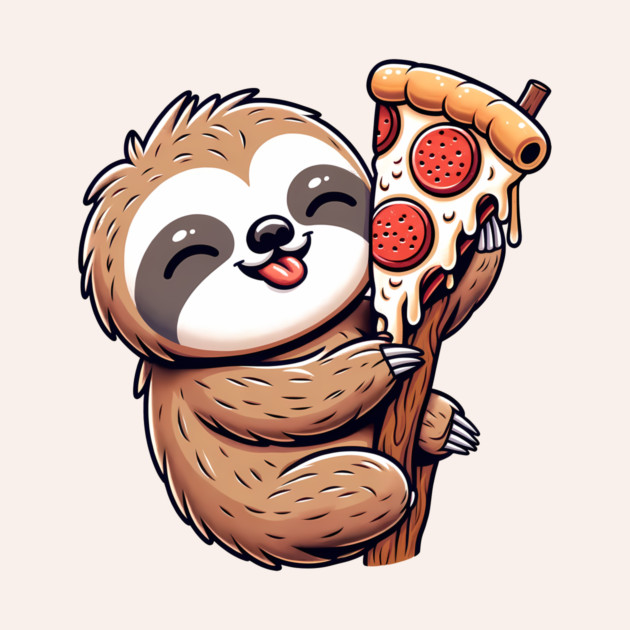Cute Sloth with a Slice of Pizza by logiamerch