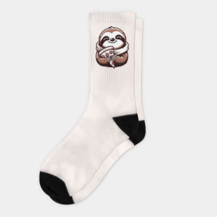 Cute Sloth with a Slice of Pizza Socks