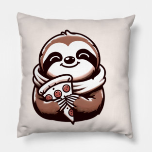 Cute Sloth with a Slice of Pizza Pillow