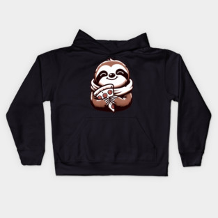 Cute Sloth with a Slice of Pizza Kids Hoodie