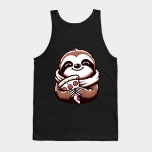 Cute Sloth with a Slice of Pizza Tank Top