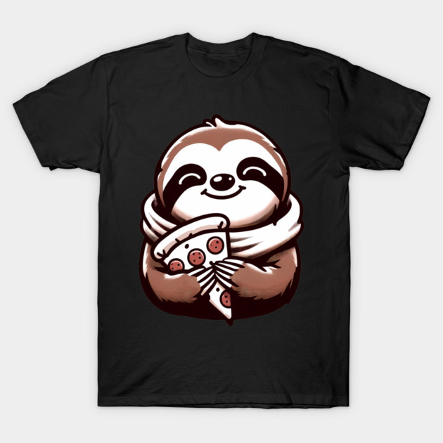 Cute Sloth with a Slice of Pizza T-Shirt by logiamerch