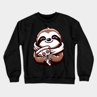 Cute Sloth with a Slice of Pizza Crewneck Sweatshirt