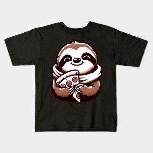 Cute Sloth with a Slice of Pizza Kids T-Shirt