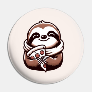 Cute Sloth with a Slice of Pizza Pin