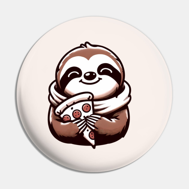 Cute Sloth with a Slice of Pizza Pin by logiamerch