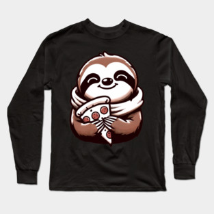 Cute Sloth with a Slice of Pizza Long Sleeve T-Shirt