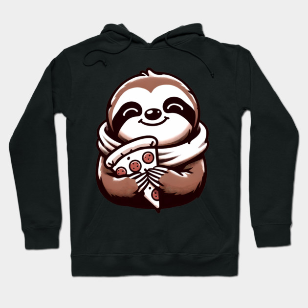 Cute Sloth with a Slice of Pizza Hoodie by logiamerch