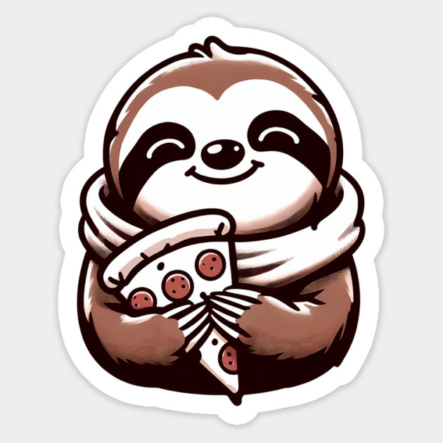 Cute Sloth with a Slice of Pizza Sticker by logiamerch