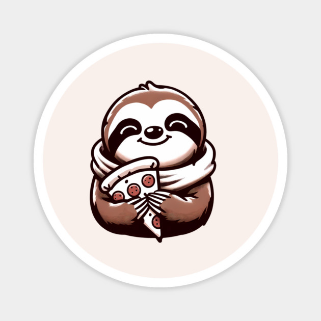Cute Sloth with a Slice of Pizza Magnet by logiamerch