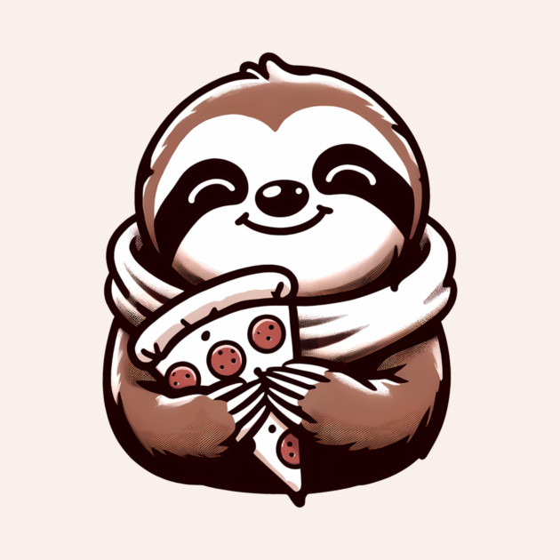Cute Sloth with a Slice of Pizza by logiamerch