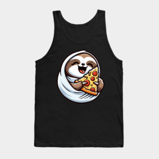 Cute Sloth with a Slice of Pizza Tank Top