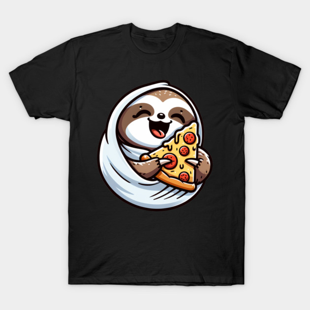 Cute Sloth with a Slice of Pizza T-Shirt by logiamerch