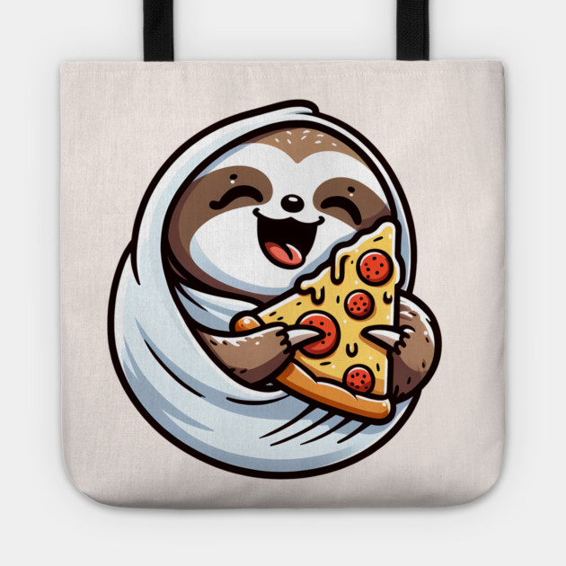 Cute Sloth with a Slice of Pizza Tote by logiamerch