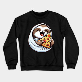 Cute Sloth with a Slice of Pizza Crewneck Sweatshirt