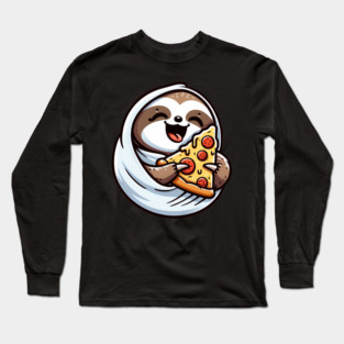Cute Sloth with a Slice of Pizza Long Sleeve T-Shirt