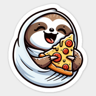 Cute Sloth with a Slice of Pizza Sticker