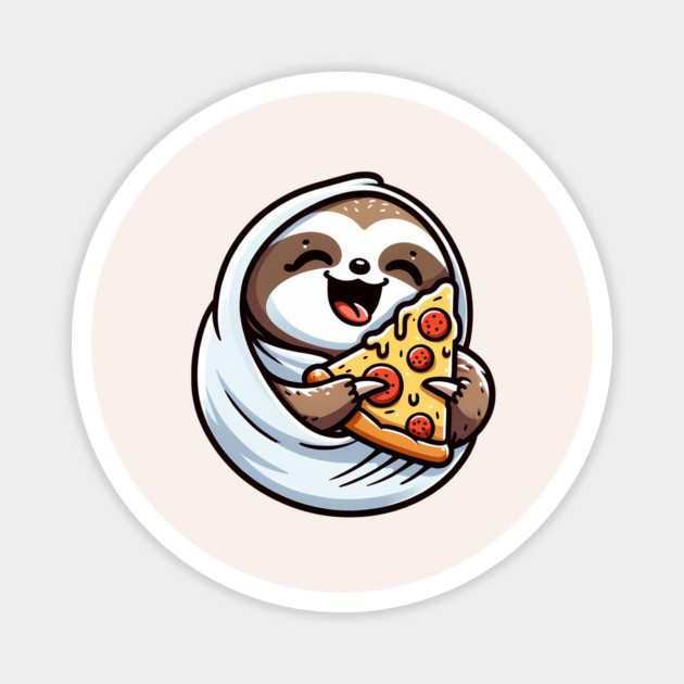 Cute Sloth with a Slice of Pizza Magnet by logiamerch