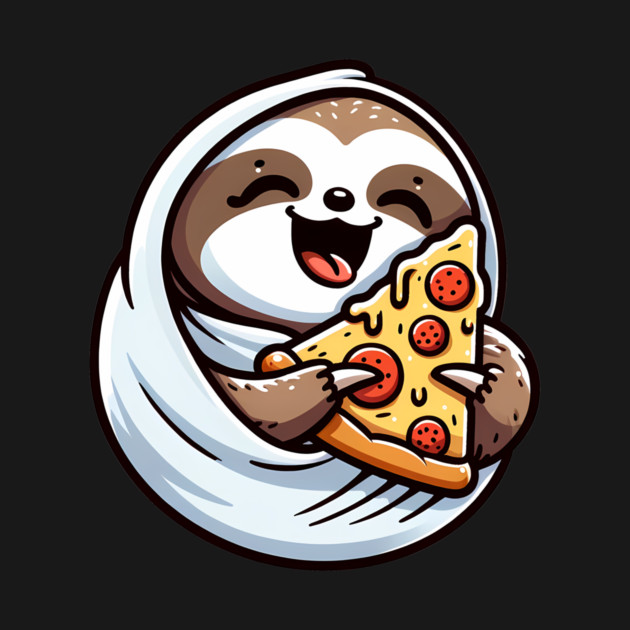 Cute Sloth with a Slice of Pizza by logiamerch