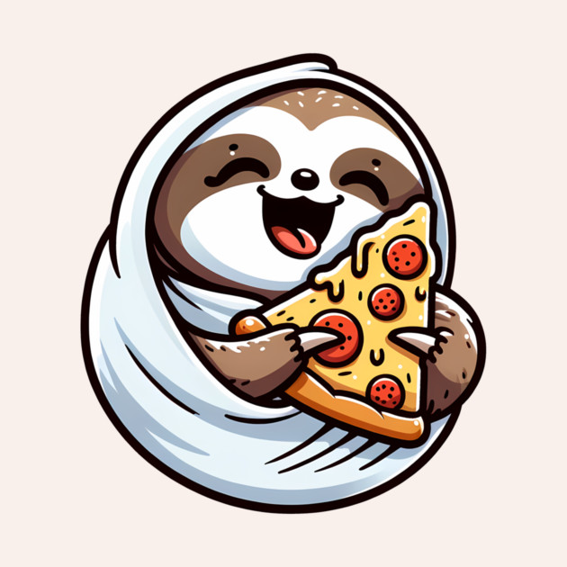Cute Sloth with a Slice of Pizza by logiamerch
