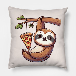 Cute Sloth with a Slice of Pizza Pillow