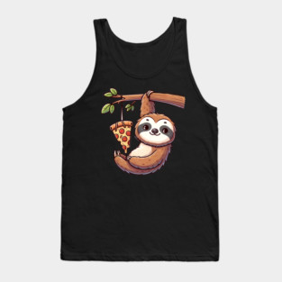 Cute Sloth with a Slice of Pizza Tank Top