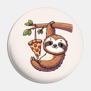 Cute Sloth with a Slice of Pizza Pin