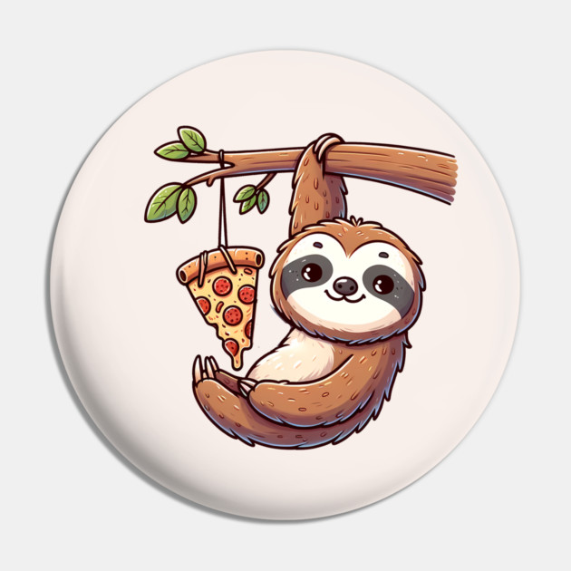 Cute Sloth with a Slice of Pizza Pin by logiamerch