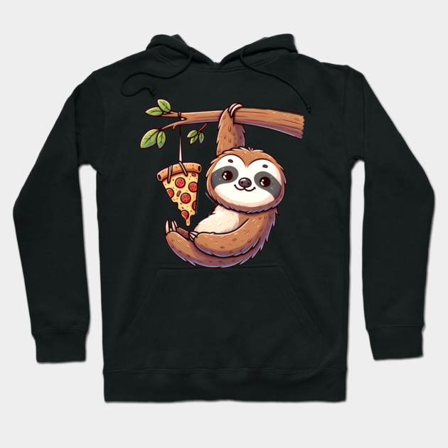 Cute Sloth with a Slice of Pizza Hoodie by logiamerch