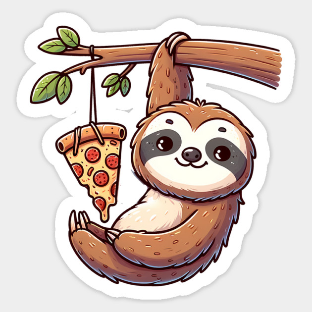 Cute Sloth with a Slice of Pizza Sticker by logiamerch