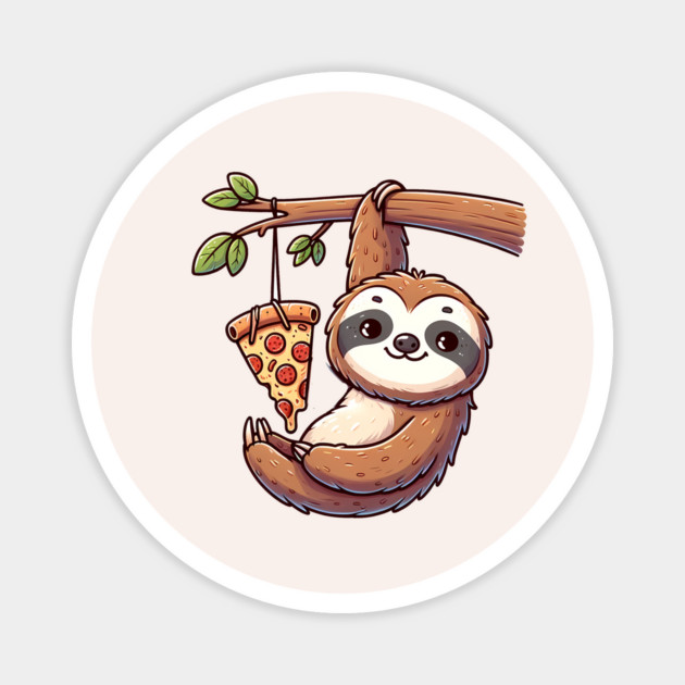 Cute Sloth with a Slice of Pizza Magnet by logiamerch
