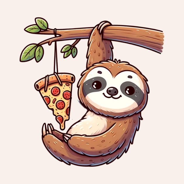 Cute Sloth with a Slice of Pizza by logiamerch