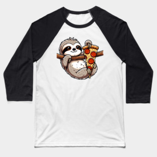 Cute Sloth with a Slice of Pizza Baseball T-Shirt