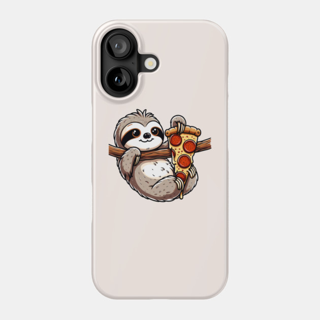 Cute Sloth with a Slice of Pizza Phone Case by logiamerch