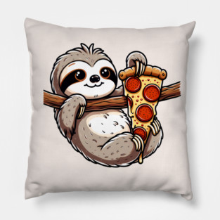 Cute Sloth with a Slice of Pizza Pillow