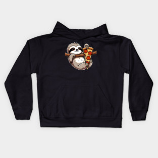 Cute Sloth with a Slice of Pizza Kids Hoodie
