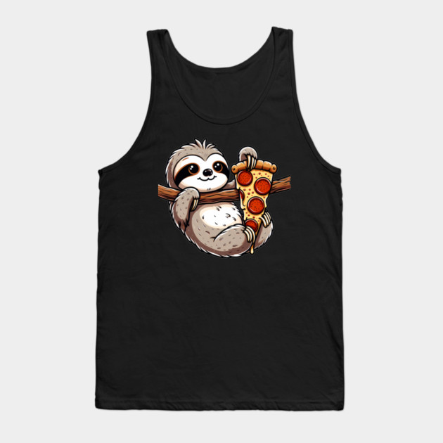 Cute Sloth with a Slice of Pizza Tank Top by logiamerch