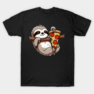 Cute Sloth with a Slice of Pizza T-Shirt