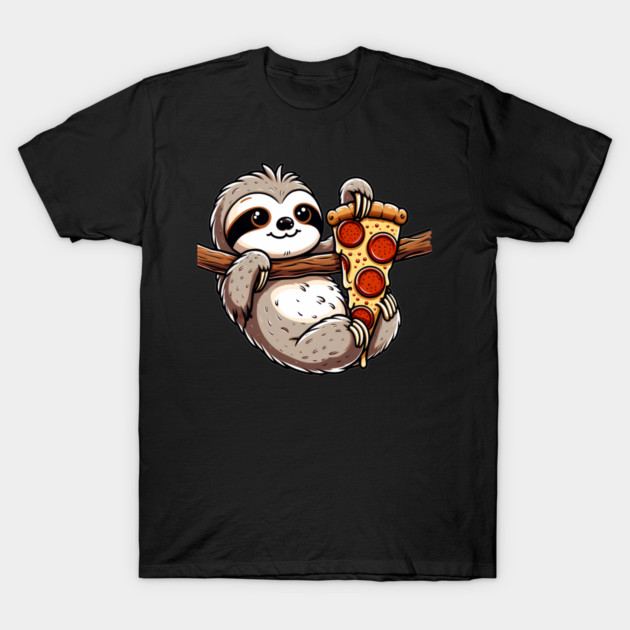 Cute Sloth with a Slice of Pizza T-Shirt by logiamerch