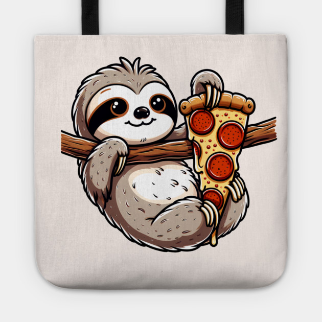 Cute Sloth with a Slice of Pizza Tote by logiamerch