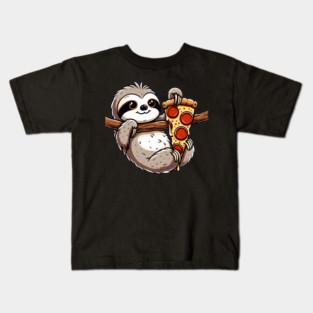 Cute Sloth with a Slice of Pizza Kids T-Shirt