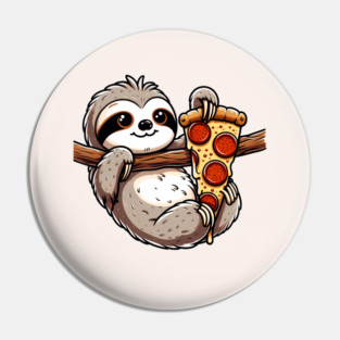 Cute Sloth with a Slice of Pizza Pin