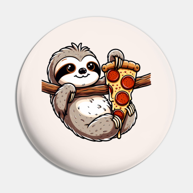 Cute Sloth with a Slice of Pizza Pin by logiamerch