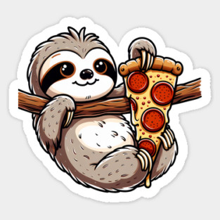 Cute Sloth with a Slice of Pizza Sticker