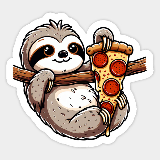 Cute Sloth with a Slice of Pizza Sticker by logiamerch