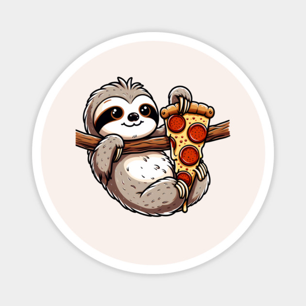 Cute Sloth with a Slice of Pizza Magnet by logiamerch