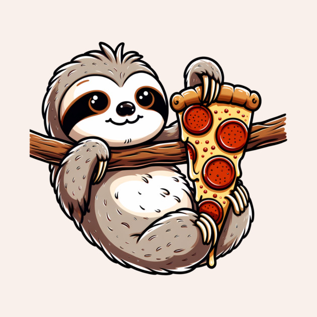 Cute Sloth with a Slice of Pizza by logiamerch